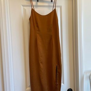 Abercrombie and Fitch copper satin slip dress